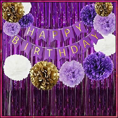 happy birthday with purple flowers
